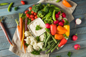 Veggie tray on wooden table